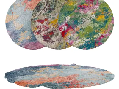 Round Rug Set 296 3D model