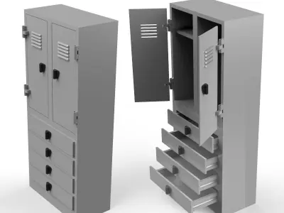 Locker metal with three drawers 3D print model