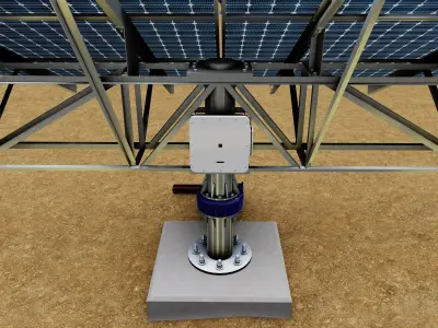 48 kW Solar Tracker Pole-2x4 Panel Layout-SOLAR-SIM V01 Low-poly 3D model