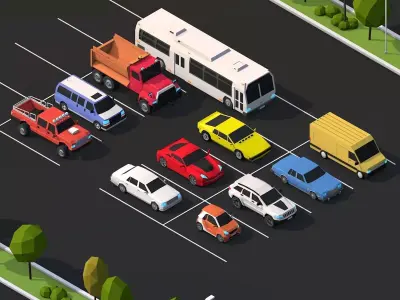Cartoon Low Poly City Cars Pack Low-poly 3D model