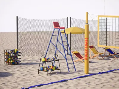 Beach Volleyball Set 1 Game Ready UE Low-poly 3D model