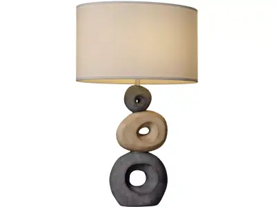 Scandinavian Table Lamp Stacked Stone Effect Rustic Nightstand 3D model