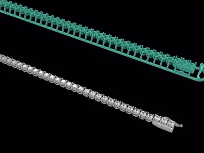 Tennis Flexible Round Diamond Bracelet 3 mm 3D print model