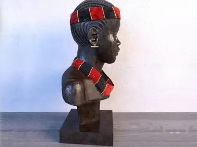Africa bust of african woman wearing headband 3D model
