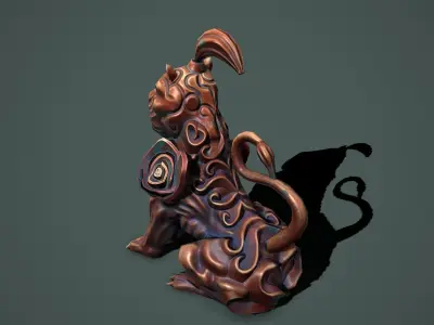 Statue lion Low-poly 3D model