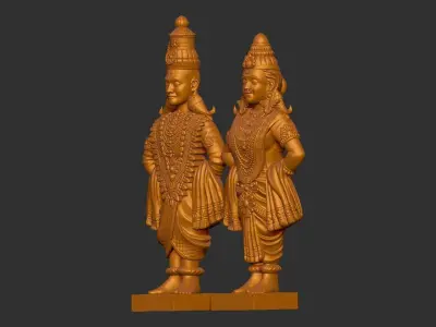 Vitthal Rukmini God With Close eyes 3D print model