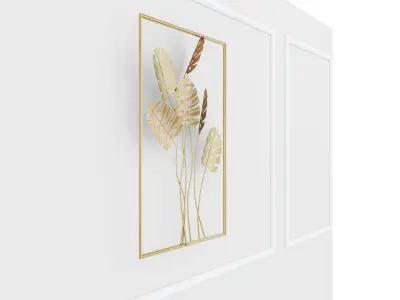 Decorative Metal plants with gold stainless  m11 3D model
