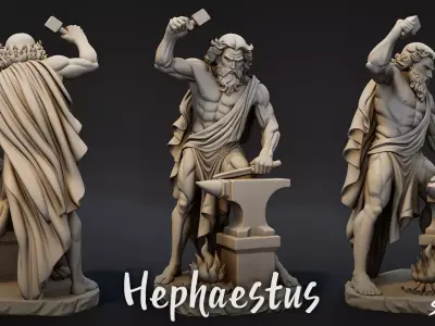 Hephaestus Statue Low-poly 3D model