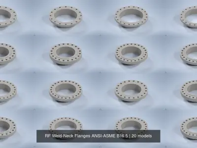 NPS BW RF Weld-Neck Flanges ANSI-ASME B16 5 3D Model Collection
