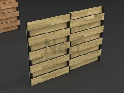 Low-Poly Wooden Fence 3D Model - Modern Wooden Fence Low-poly 3D model