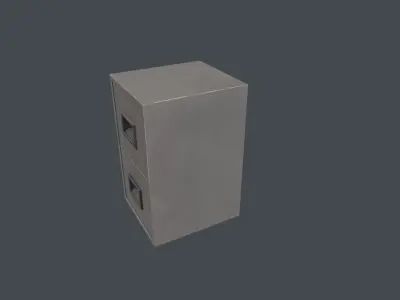 Grey Two Drawer Filing Cabinet Low-poly 3D model