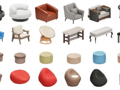 Furniture Realistic Low-poly 3D model