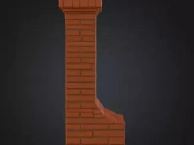 Stylized Brick Chimney with Pipes Low-poly 3D model