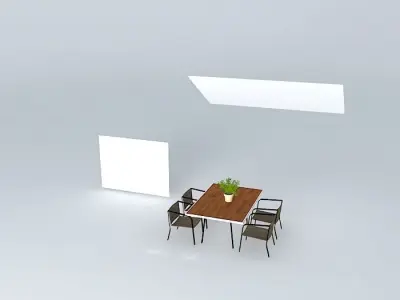 table and chair aluminium and fiber Free 3D model