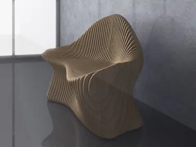 Parametric Wavy Wooden Furniture 09 - CNC files for cutting 3D model