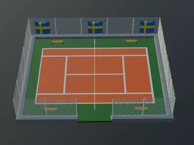 Tennis Court - Sweden Low-poly 3D model