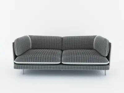 double- sofa- fabric-  wicker 3D model