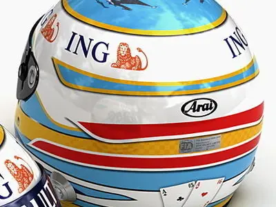 Helmet F1 2008 Fernando Alonso 3D model