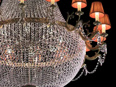 Large classic brass and crystal chandelier 3D model