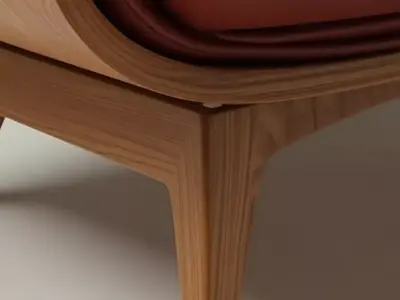 Modern Leather Armchair Rich Brown Upholstered Chair 3D Low-poly 3D model