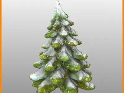 Wood Carved Fir Trees 3D model