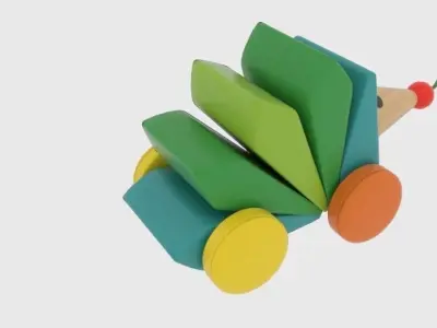  Kasper Wooden pull-along Hedgehog 3D  Low-poly 3D model
