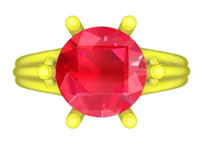 Luxury Solitaire Gemstone Split Shank Ring for Women 5166 3D print model