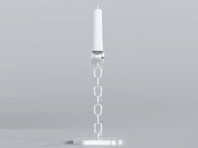 Alphabet E Silver Chain Candleholder 3D Model True 4K PBR Render Low-poly 3D model