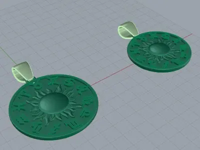 Pendant gold with zodiac signs 3D print model