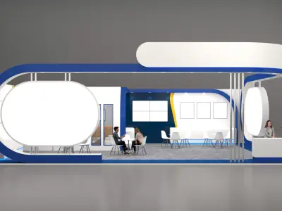 108 sqmtr exhibition stall 9x12mtr two side open  3D model