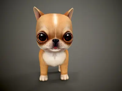 Chihuahua dog with big eyes Low-poly 3D model
