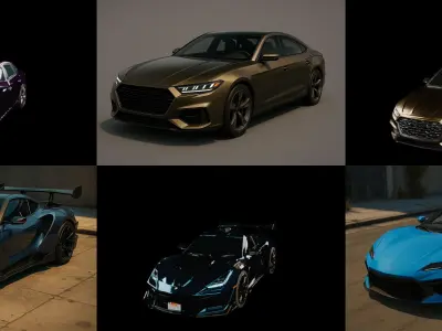 Sport Car bundle 9 pack 100 glb 3D model