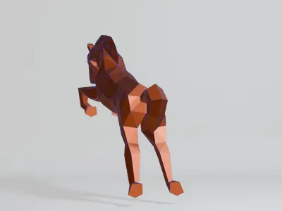 Polygonal Jumping Horse Low-poly 3D model