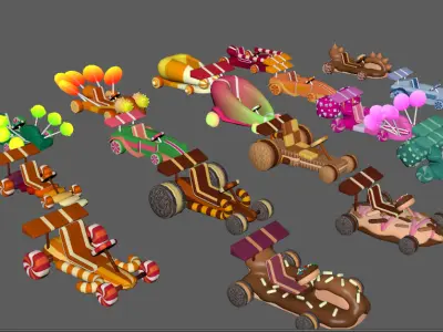 Stylish candy cookies for cars Low-poly 3D model