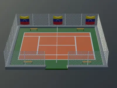 Tennis Court - Venezuela Low-poly 3D model