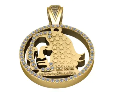 MAN FACE POINT PENDANT 3D PRINTABLE MODEL 3D print model