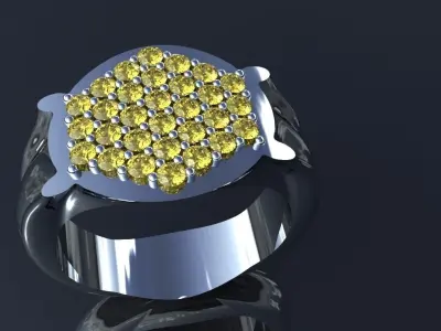 Round Diamond Pave Ring Size 8 Gold Silver Platinum Jewelry 3D print model