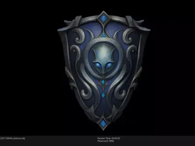 Low Poly Stylized Ethereal Sentinel Shield Low-poly 3D model