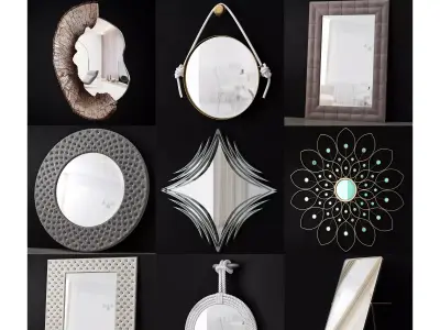 Mirrors collection low poly 3d model rope mirror Low-poly 3D model