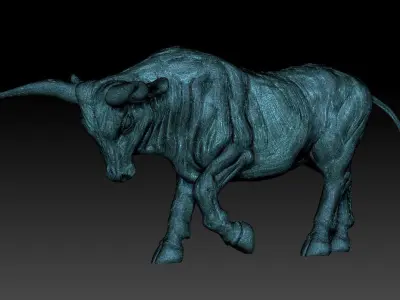 Bull sculpture cgi and 3d print model Low-poly 3D model
