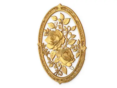 Classic oval carved decor ornament 03  3D model