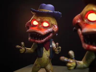 Spooky Duckytronic - Rigged and Animated Low-poly 3D model