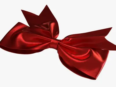 Small ribbon decoration red metallic 3D model
