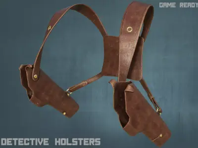 Leather Detective Holster Low-poly 3D model