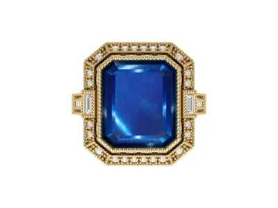 Emerald Art Deco Ring 3D print model