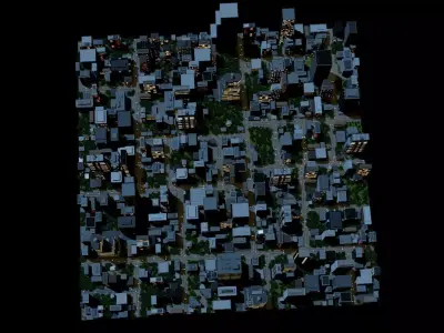 City Downtown Skyscraper Street 07 - NIGHT Low-poly 3D model