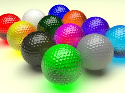 Colored Glass Golf Balls Set 3D model