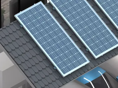 3D House Section View Therm Panel Heat Exchanger 3D model