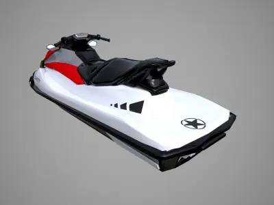 Red Jetski Low-poly 3D model