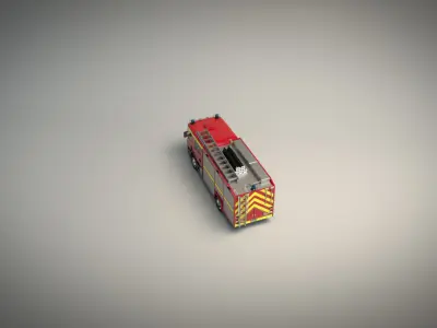 Low Poly Fire Truck 02 Low-poly 3D model